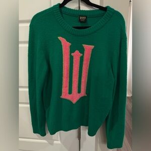 Wicked Green Sweater with Pink Logo M